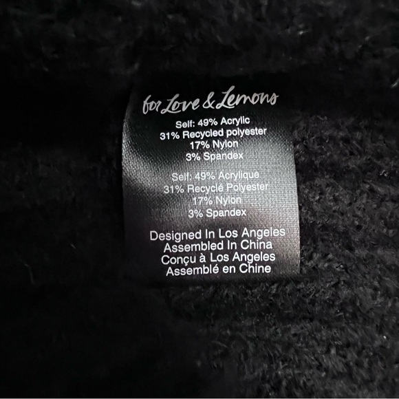 FOR LOVE & LEMONS DOMINIQUE CROP TANK CUTOUT BACK SWEATER Black XXS - NWT - Picture 5 of 6